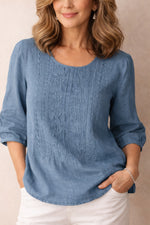 Corinne | Blouse à col rond et poignets élastiqués
