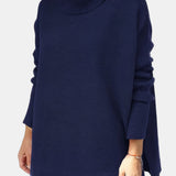 Priscille | Pull ample à col roulé et ourlet fendu