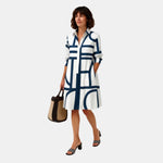 Octavie | Robe chemise évasée à motif géométrique