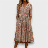 Claudine | Robe midi imprimée boutonnée à poches
