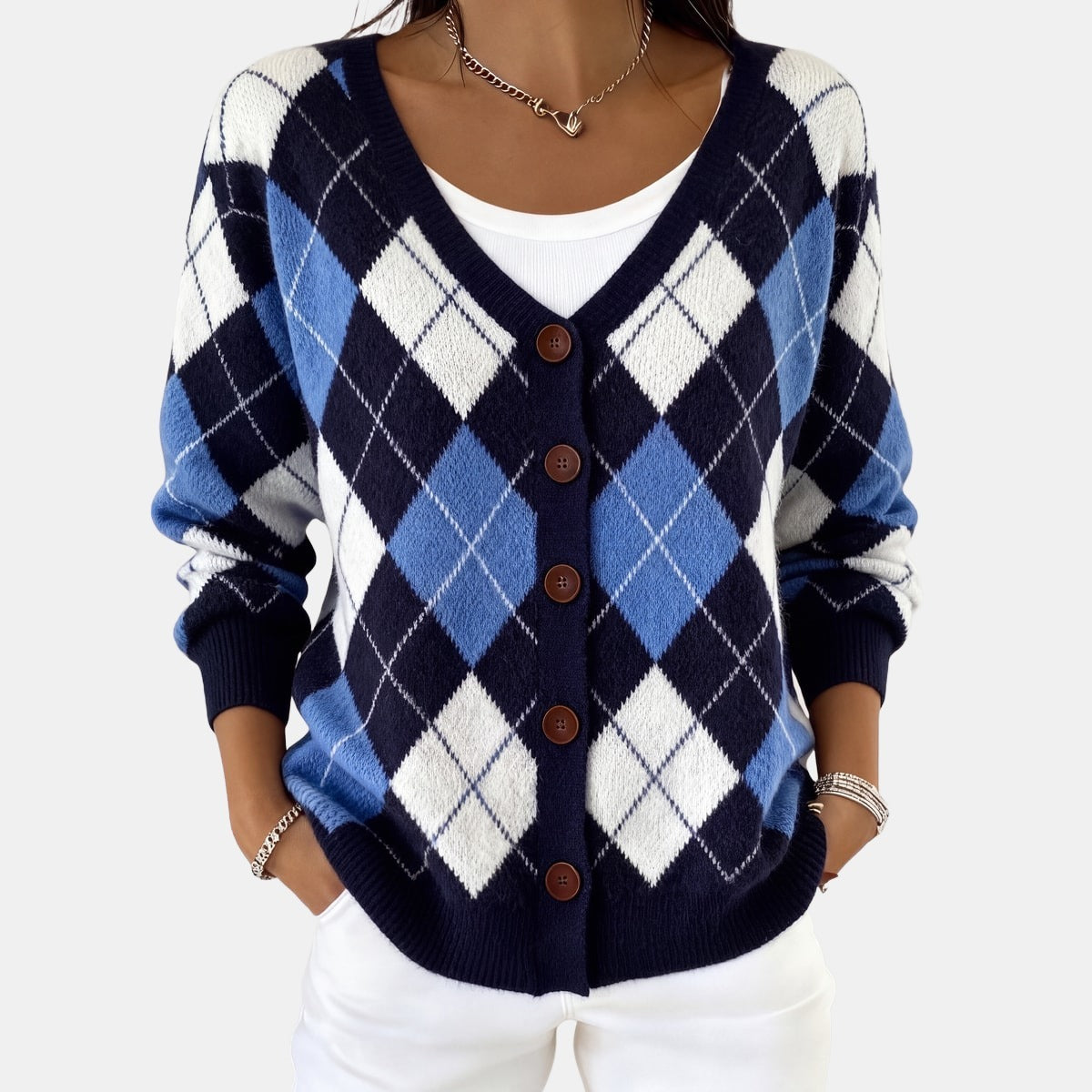Cardigan Losanges Bleus