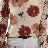 Anaïs | Pull à motif fleuri et manches au crochet