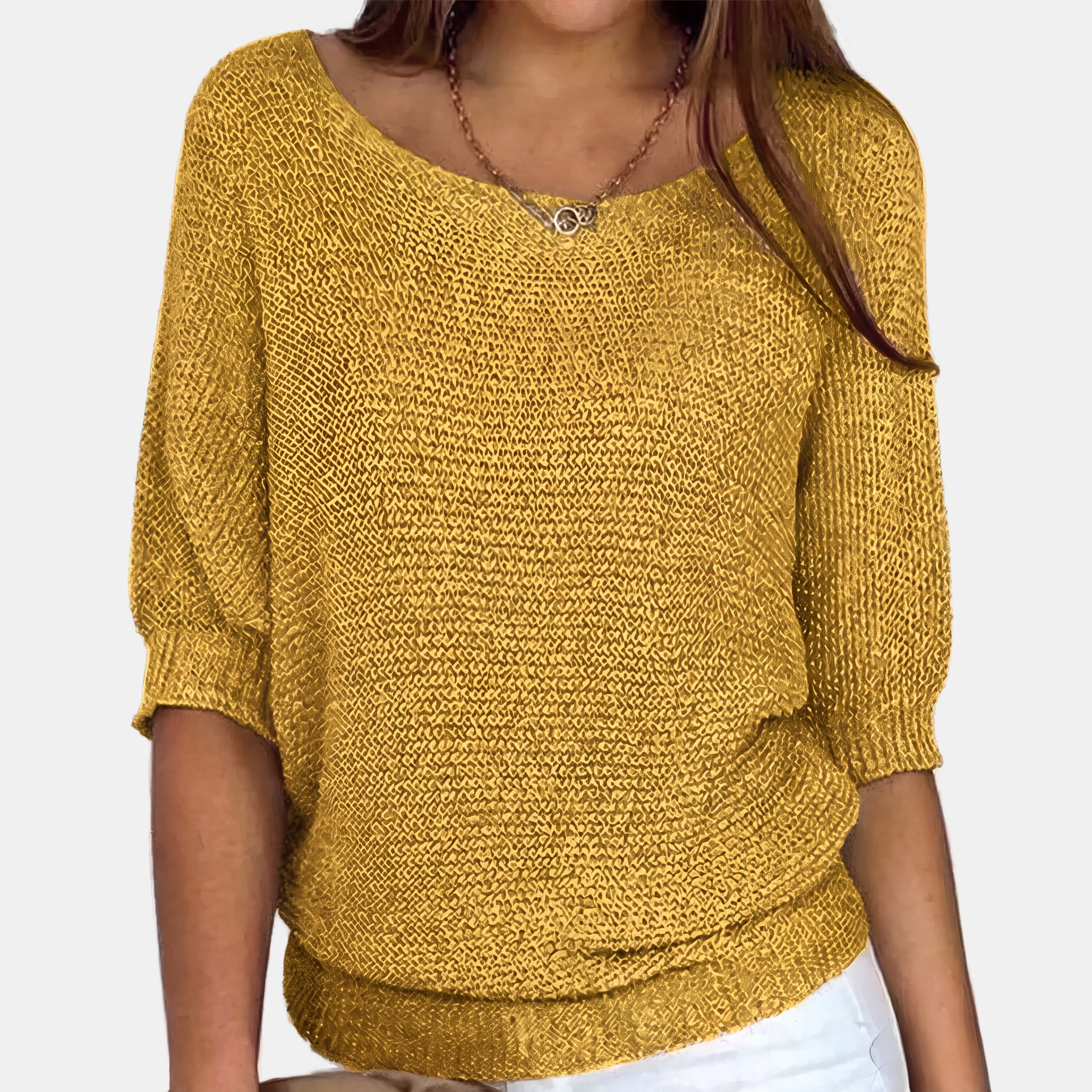 Juliette | Pull décontracté tout confort Jaune, photo studio