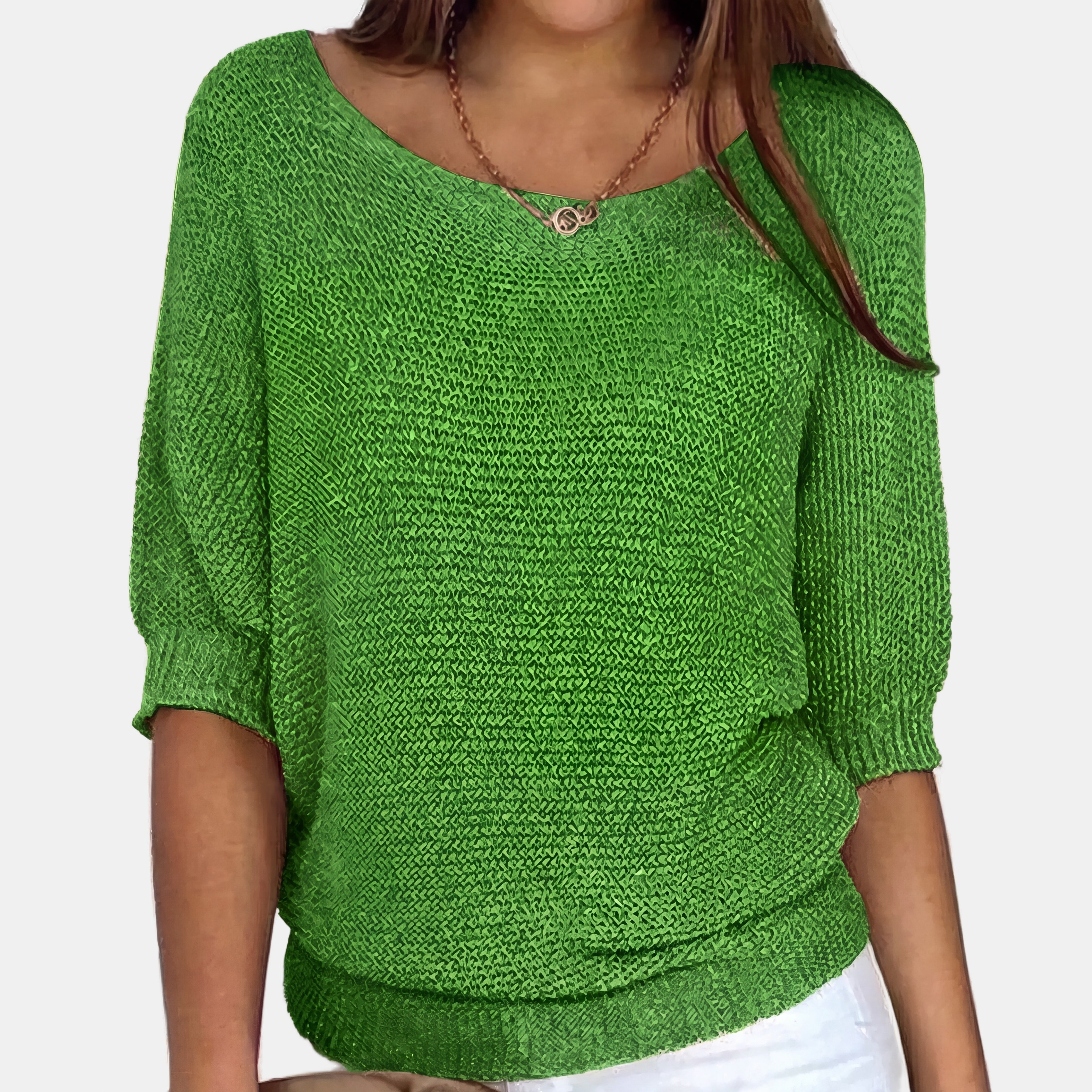 Juliette | Pull décontracté tout confort Vert, photo studio