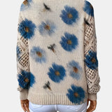 Anaïs | Pull à motif fleuri et manches au crochet