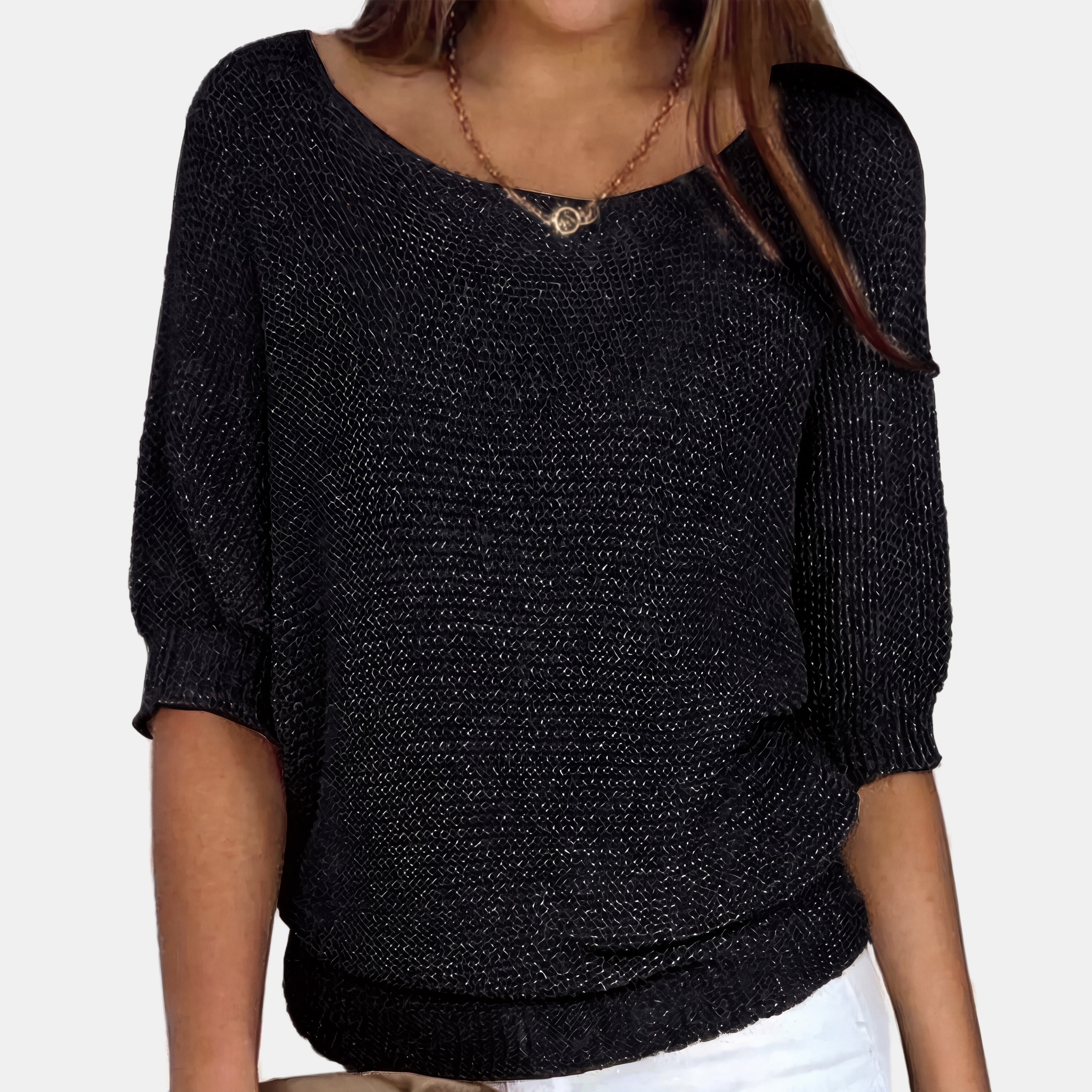 Juliette | Pull décontracté tout confort Noir, photo studio