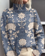 Colette | Tricot à col montant brodé d'animaux des bois