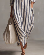 Luisa | Robe-chemise longue à rayures coupe oversize