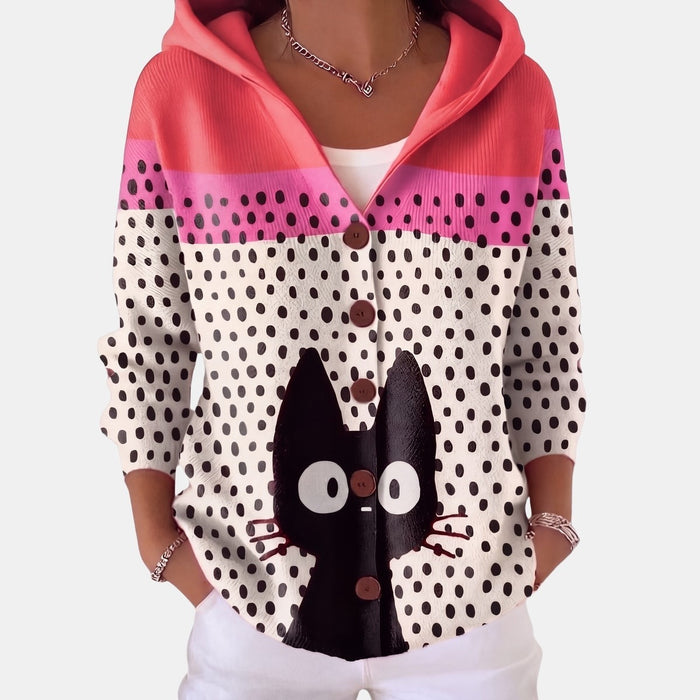 Cardigan à Capuche Chat Noir