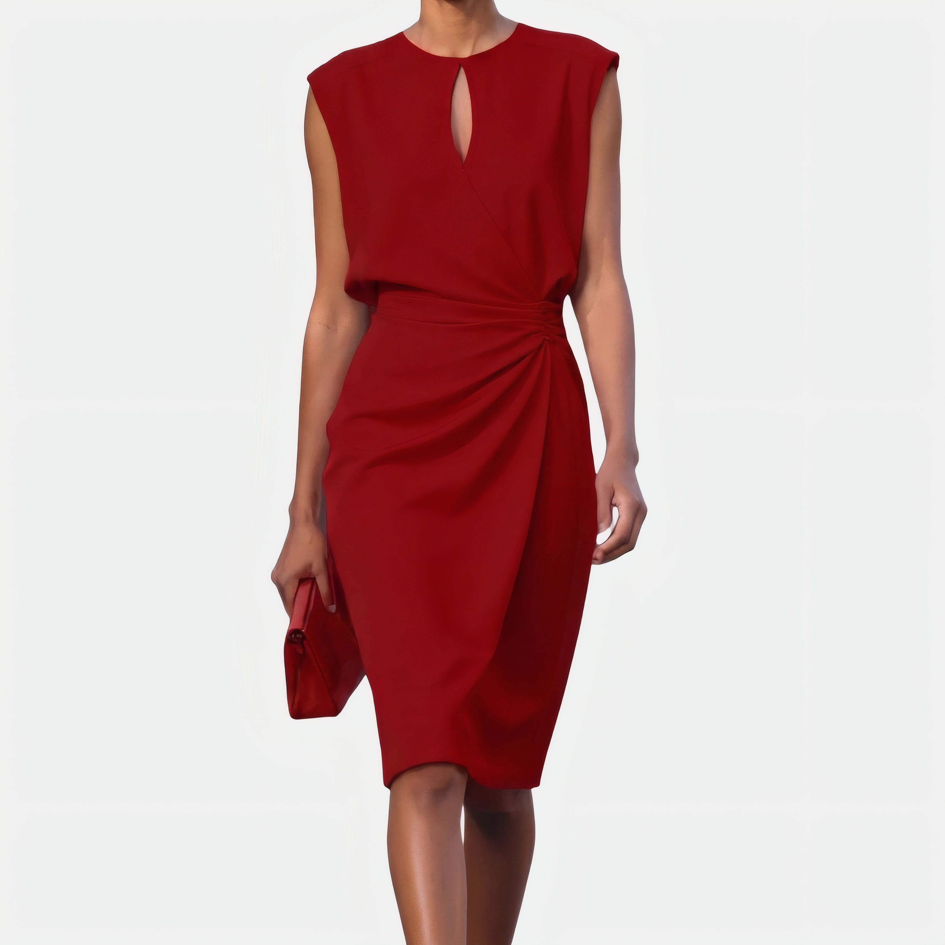 Maëlle | Robe élégante et confortable sans manches Rouge, photo studio