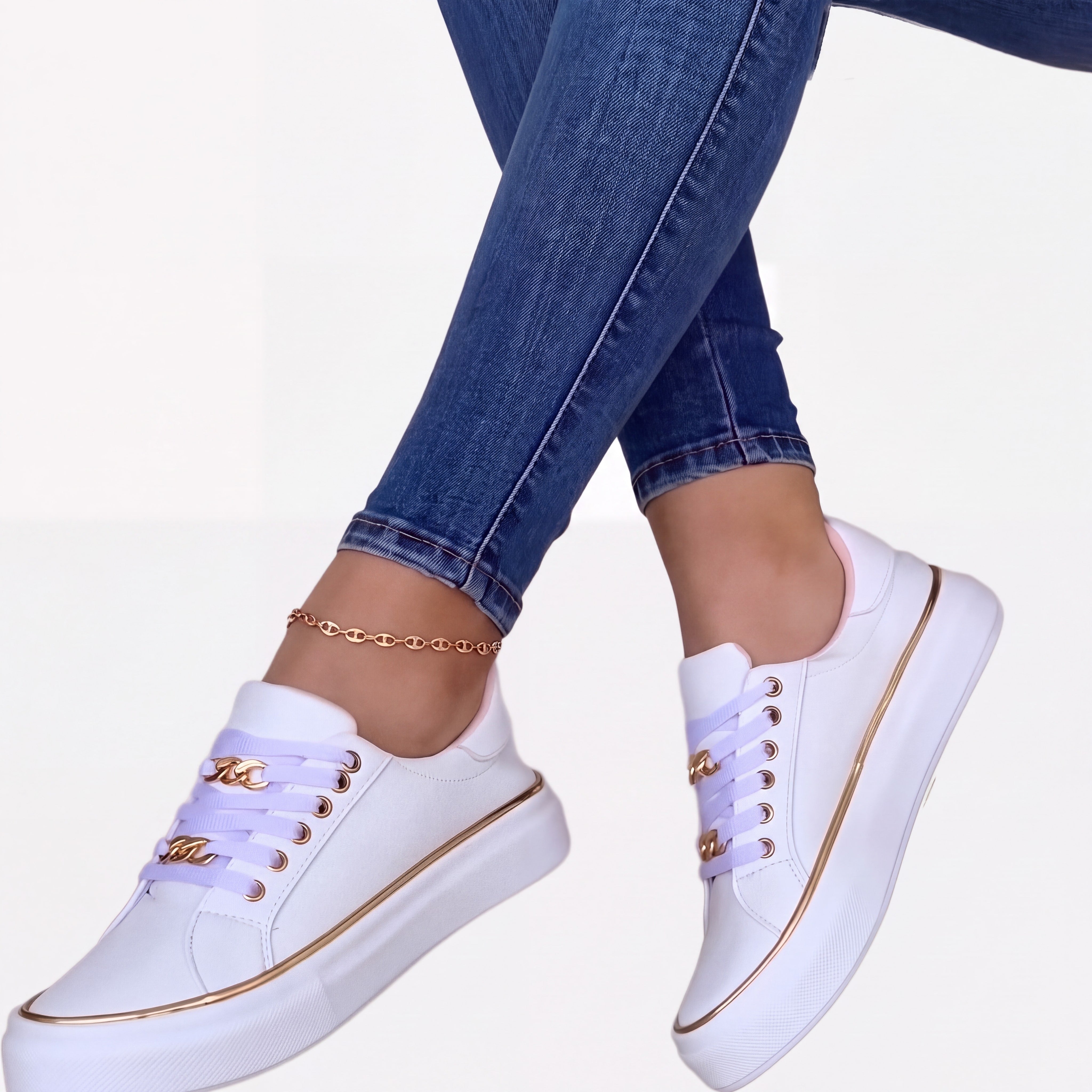 Annette | Chaussures orthopédiques à talon épais Blanc, photo studio