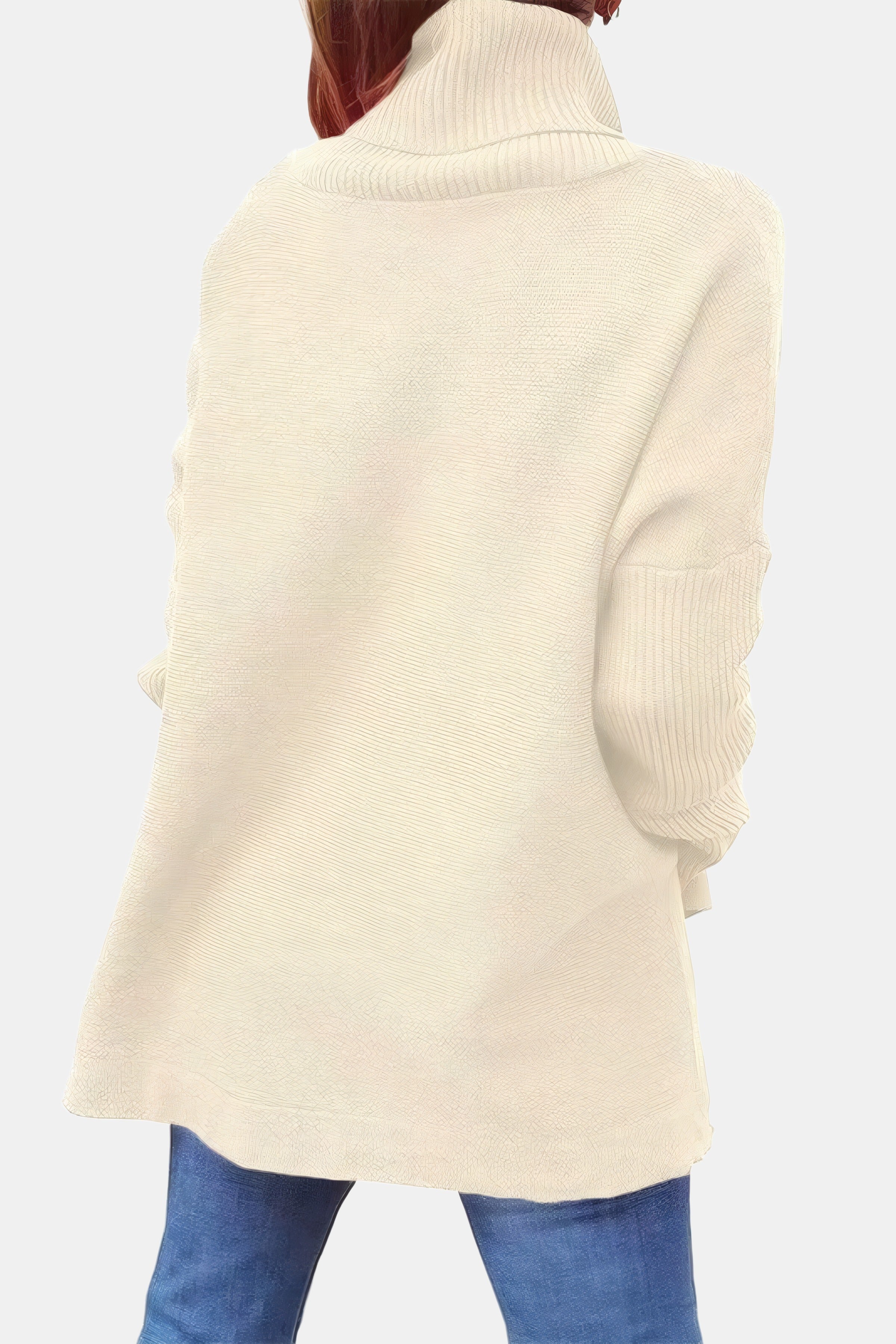 Priscille | Pull oversize à ourlet fendu Beige, photo studio