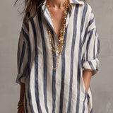 Luisa | Robe-chemise longue à rayures coupe oversize