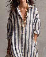 Luisa | Robe-chemise longue à rayures coupe oversize