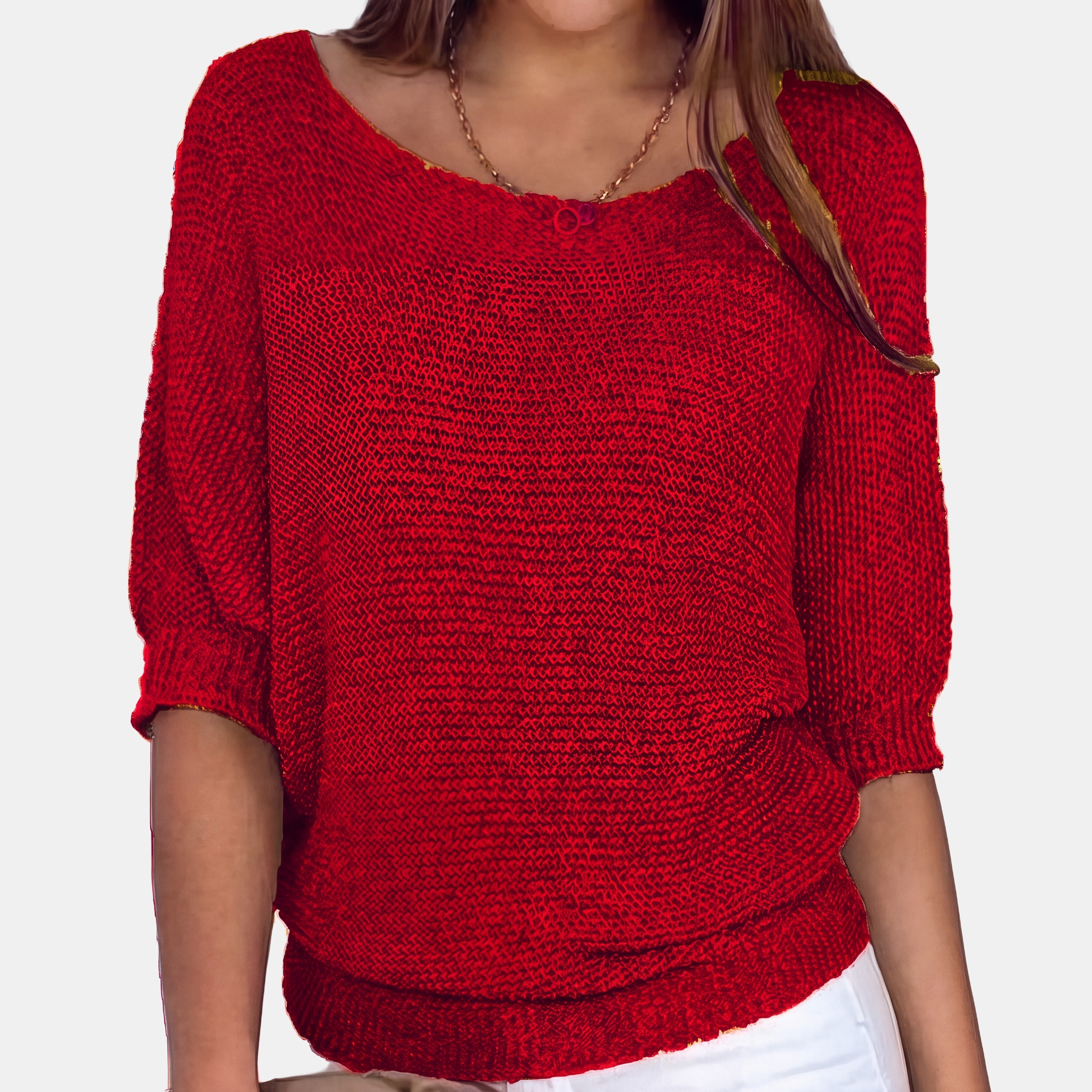 Juliette | Pull décontracté tout confort Rouge, photo studio