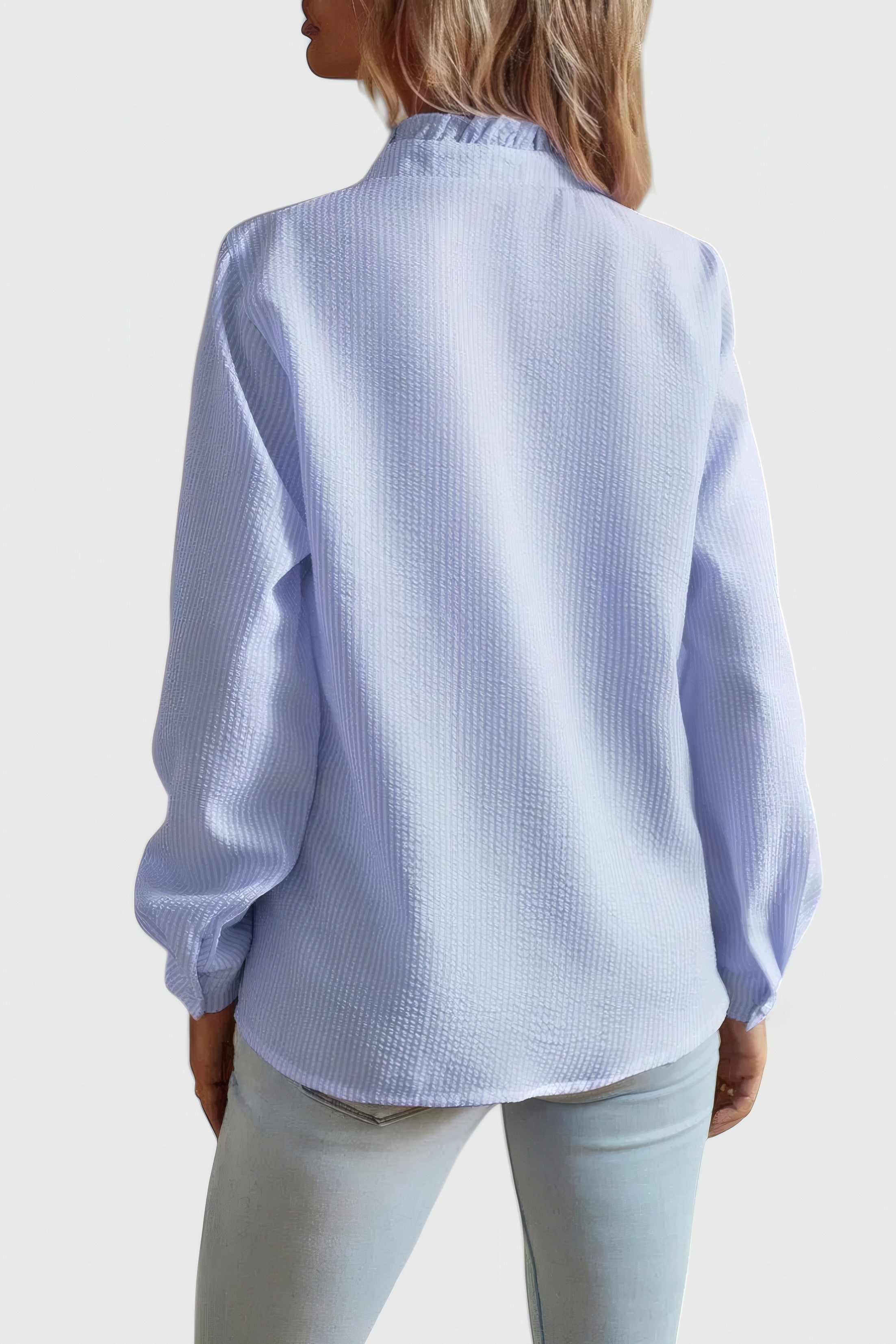 Roxane | Blouse élégante à volants Rose, photo studio