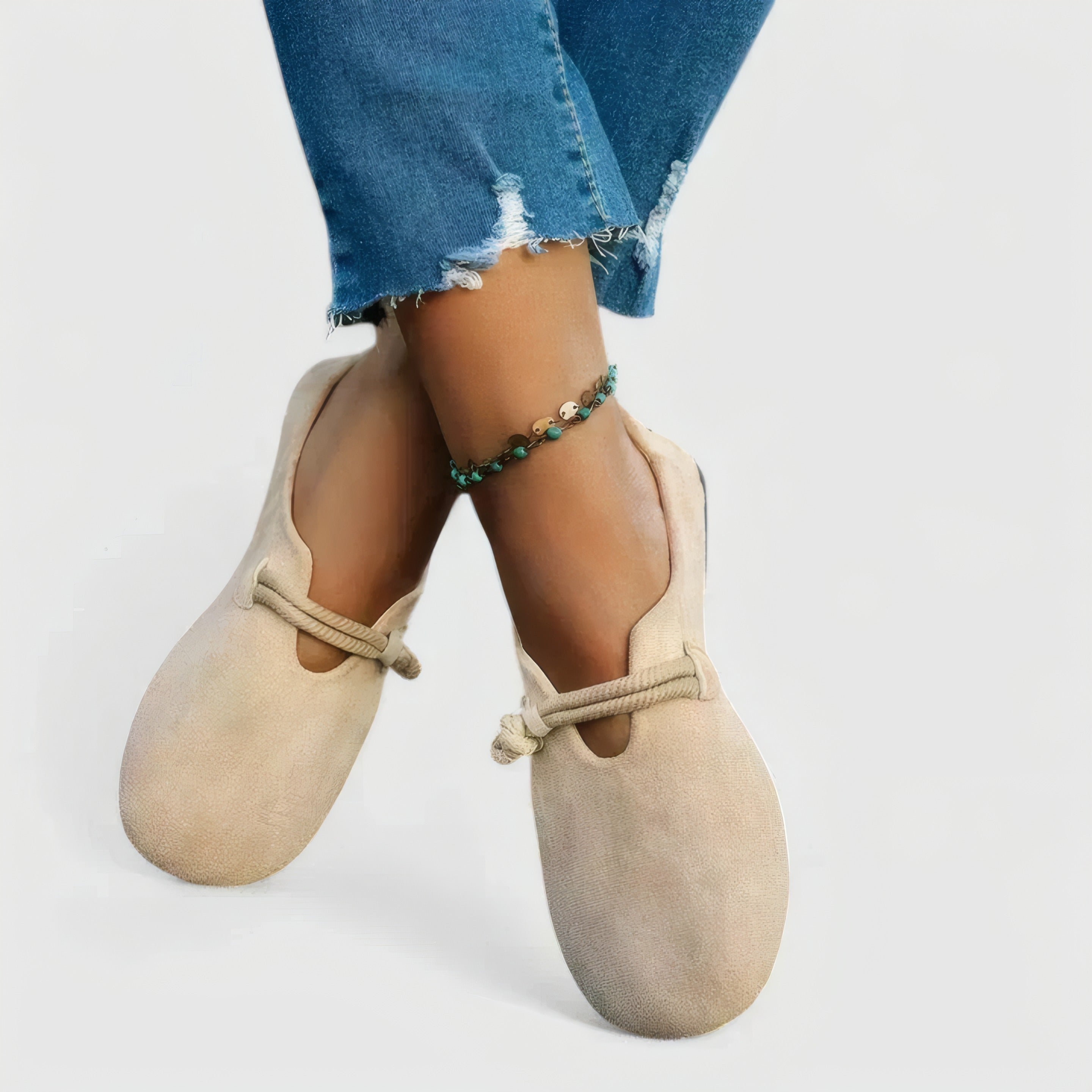 Nadine | Slippers orthopédiques à détail corde Beige, photo studio