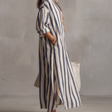 Luisa | Robe-chemise longue à rayures coupe oversize