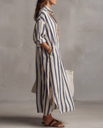Luisa | Robe-chemise longue à rayures coupe oversize
