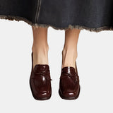 Agnès | Mocassins vernis à talon carré et frange