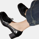 Agnès | Mocassins vernis à talon carré et frange