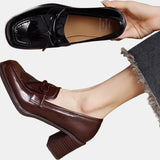 Agnès | Mocassins vernis à talon carré et frange