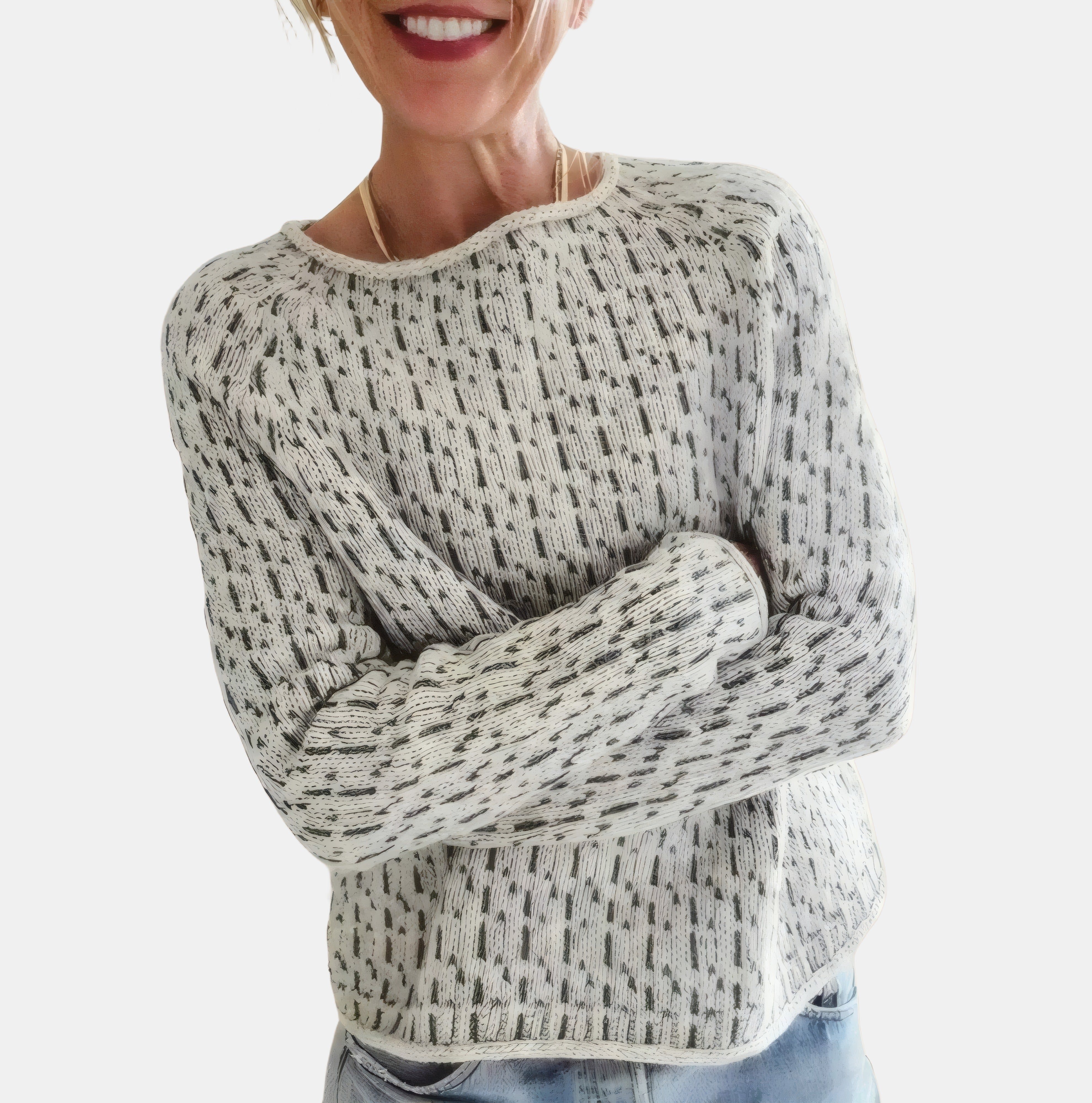 Coralie | Pull court moucheté à manches raglan