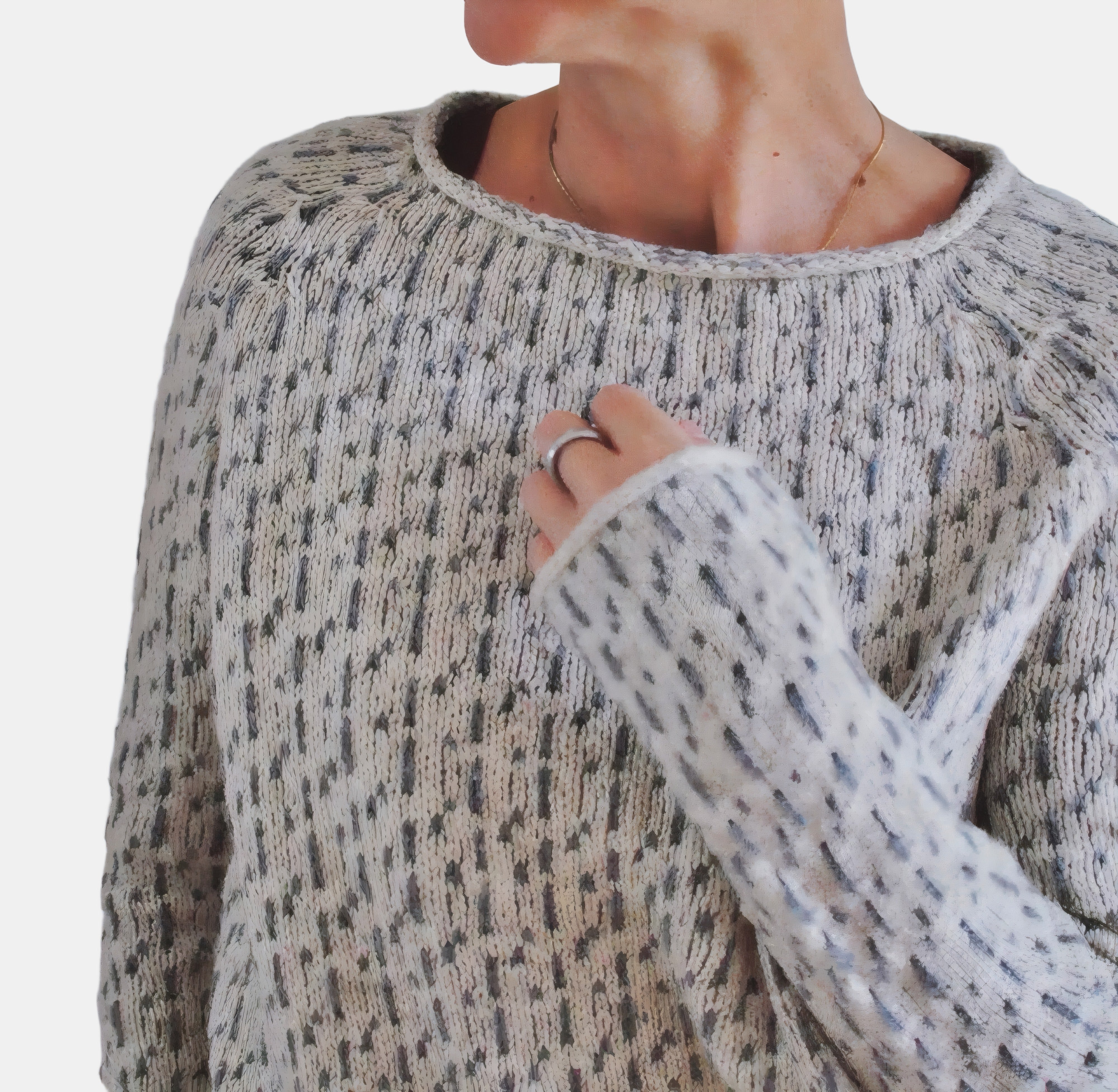 Coralie | Pull court moucheté à manches raglan