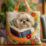 Sac Artisanal - Shih Tzu au Livre et aux Fleurs