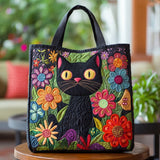 Sac Artisanal Matelassé - Chat Noir Enchanté