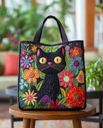 Sac Artisanal Matelassé - Chat Noir Enchanté