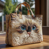 Sac Artisanal - Chat Blanc aux Yeux Bleus