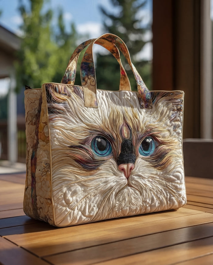 Sac Artisanal - Chat Blanc aux Yeux Bleus