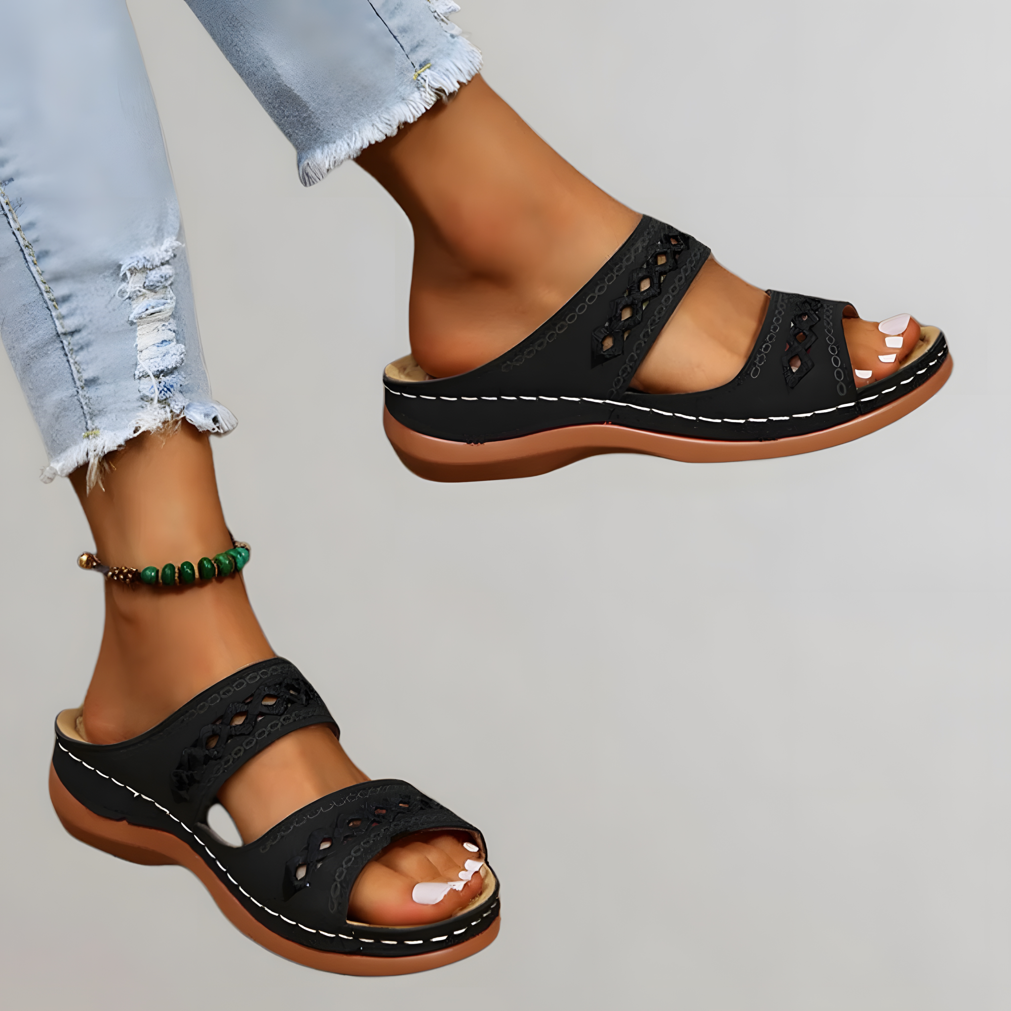 Estelle | Sandales orthopédiques femme élégantes Noir