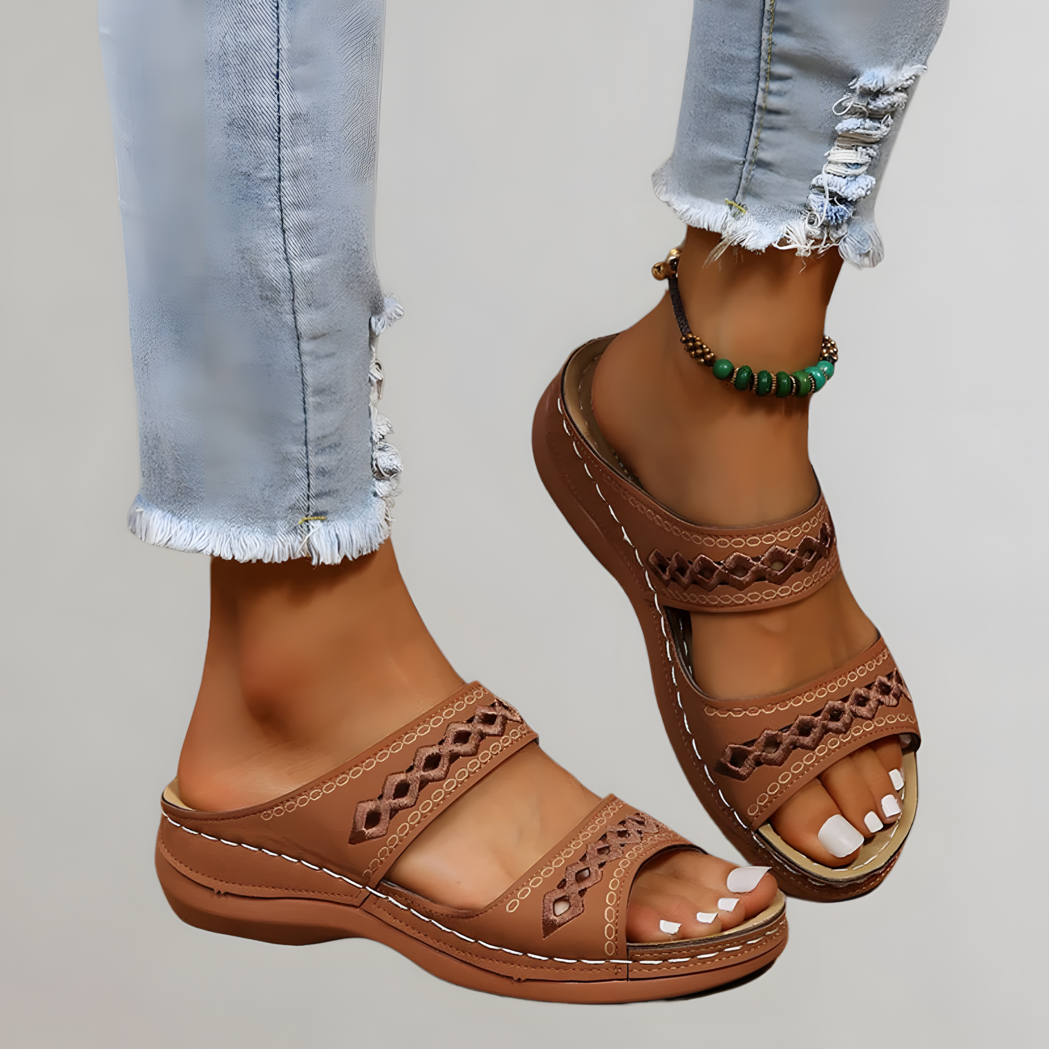 Estelle | Sandales orthopédiques femme élégantes Brun Foncé