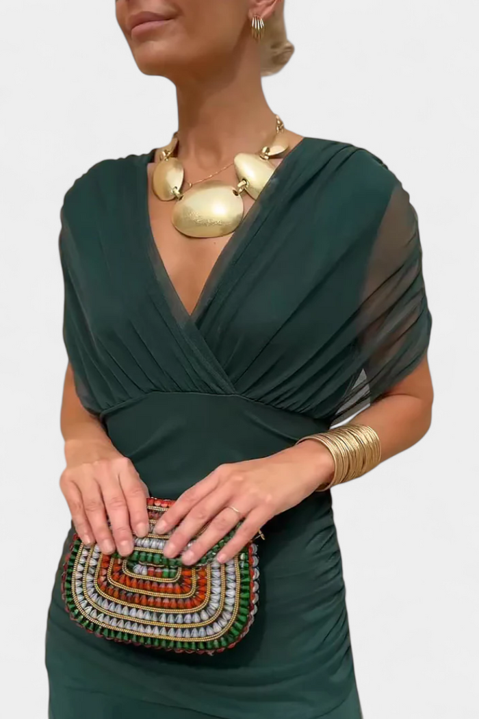 Magda | Robe longue fleurie à col en V