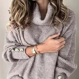 Gwenaëlle | Pull ample à col roulé et poignets boutonnés