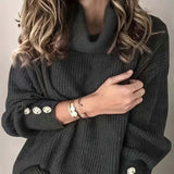 Gwenaëlle | Pull ample à col roulé et poignets boutonnés