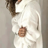 Gwenaëlle | Pull ample à col roulé et poignets boutonnés