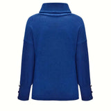 Gwenaëlle | Pull ample à col roulé et poignets boutonnés
