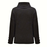 Gwenaëlle | Pull ample à col roulé et poignets boutonnés