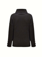 Gwenaëlle | Pull ample à col roulé et poignets boutonnés