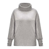 Gwenaëlle | Pull ample à col roulé et poignets boutonnés