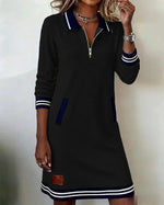 Émilie | Robe droite à col polo zippé et poches