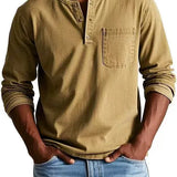 VINTAGE HENLEY SHIRT FOR MEN
