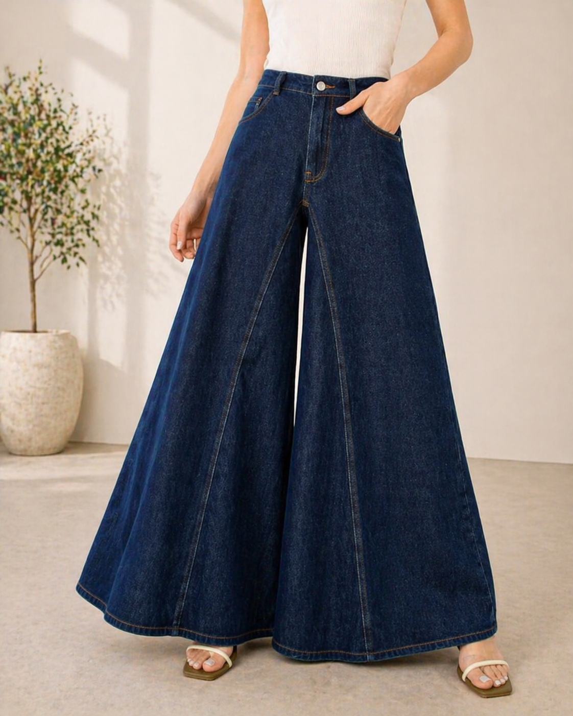 Jean Taille Haute Coupe Décontractée