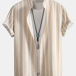 Ensemble — chemise boutonnée rayée & short de bain mi-long à cordon