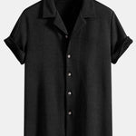 Ensemble — chemise cubaine texturée géométrique à manches courtes & short