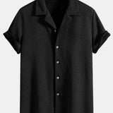 Ensemble — chemise cubaine texturée géométrique à manches courtes & short