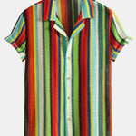 Ensemble Capucine — chemise cubaine gaufrée à rayures colorées & short de bain
